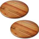 Acacia Wood Lazy Susan Wood Turntable Tray Cabinet Organizer, 12" (Two Pieces)