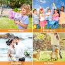 Sloosh Bubble Machine Gun W/Solution for Kids Ages 4-8, Light-Up Bazooka Rocket Shape Bubble Guns Blaster for Outdoor, Summer Toys Gifts, Party, Wedding, Easter (Purple)