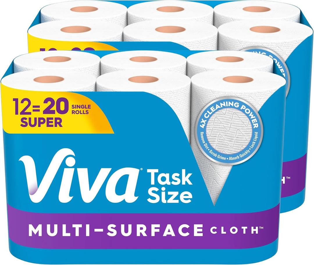 Viva Multi-Surface Cloth Paper Towels, 12 Super Rolls, 81 Sheets per Roll