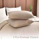 Masaca Oversized Quilt Queen Size(100"x106"),Linen Colored Lightweight Bedspreads & Coverlets Ultra Soft Microfiber Summer Quilt Bedding Set 3 Pieces (Linen-cross Pattern)