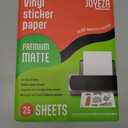 JOYEZA Premium Printable Vinyl Sticker Paper for Inkjet Printer - 25 Sheets Matte White Waterproof, Dries Quickly Vivid Colors, Holds Ink well- Tear Resistant - Inkjet & Laser Printer