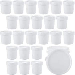 AKOLAFE 24 Pack Small Paint Bucket for Painting Pint Touch Up Paint Containers with Lids Empty Paint Cans Plastic Paint Storage Containers 1/2 Quart Paint Cans Hand Held Paint Pail for Leftover Paint