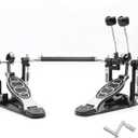 Double Bass drum Pedal,Double Bass Pedal with Adjustable Beater Head,Double Chain Drive Foot Kick Pedal with Drum Key for Drum Set and Electronic Drums