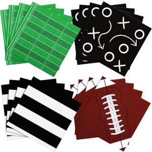 100 Pcs Football Napkins Football Party Decorations 4 Designs Sports Napkins Party Supplies for Sports Game Day Birthday Events Supplies Birthday Tailgate Decorations