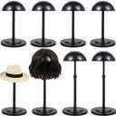 8 Pcs Wig Stand, 9.8"-18.9" Adjustable Height Expandable Wig Head Holder Portable Sturdy Non Slip Hat Display Stand for Wigs Styling Hat, Cosplay Masks and Helmets Display(Black)