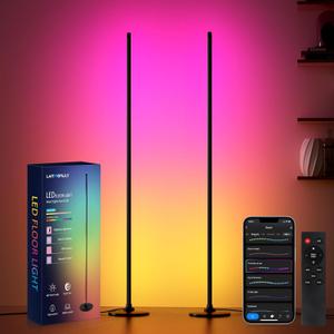 Corner Floor Lamp 2-Pack with Alexa, Smart Modern Floor Lamp with Music Sync 16 Million Colors & 68+ Scene with APP and Remote Control, for Bedroom Living Room