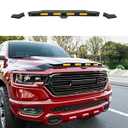 CZmenghe Hood Protector with LED Light Compatible with 2019-2026 Dodge RAM 1500 Hood Deflector Glossy Black Three Section Lightshield Replacement for 2019-2026 Dodge RAM Accessories