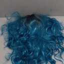 NAYOO Long Ombre Bluish Green Wavy Wig for Women 26 Inch Middle Part Curly Wavy Wig Natural Looking Synthetic Heat Resistant Fiber for Daily Party Use (Ombre Bluish Green)