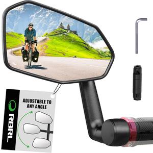RBRL Bicycle Mirror, Extra Large Mirror, 360 Adjustable, Shatterproof and Durable Rear View Mirror Bicycle, Bicycle Mirror for E-Bike(Left), Universal, black, RL15E-1