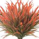 Grunyia 10 Bundles Artificial Fall Flowers for Outdoors Fake Plants UV Resistant Plastic Plants Shrubs Bushes for Home Fall Front Door Porch Garden Autumn Decor (Fall Red)