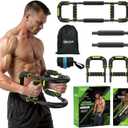 Vanlgs Twister Arm Trainer for Men, Chest Workout Equipment 5-Level Adjustable (40-130lb) with Ergonomic 27° Targets Biceps/ Clip/ Thigh, Portable Exerciser for Home Gym Travel Fitness, Green