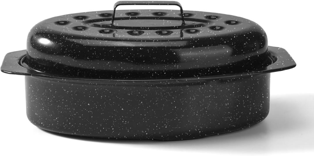 13 Roasting Pan, Turkey Roasting Pan, Small Oval Roaster Pan With Lid For 7 Lb Turkey, Chicken, Lamb, Beef, Vegetables, Casserole, Bread