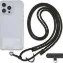 Universal Phone Lanyard, Anti-Theft Crossbody Strap for iPhone 16 Pro Max and Most Smartphones, Adjustable Cell Phone Neck Holder w/ 2 Non-Adhesive Tether Tabs for Men and Women, Black/Black