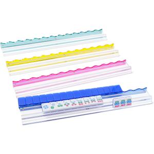 Set of 4 Clear Acrylic Mahjong Racks with Colourful Redesigned Pusher, American Mahjong Accessories
