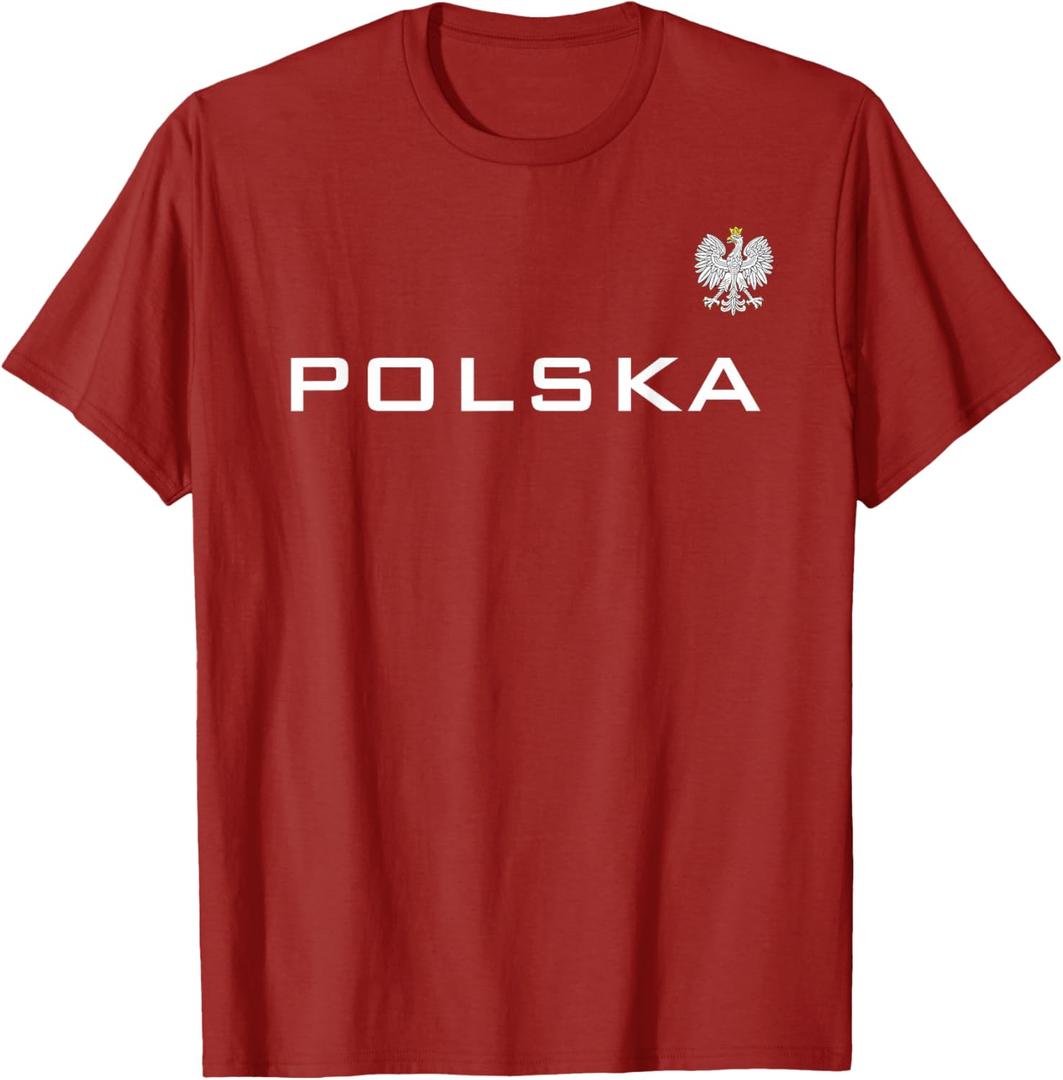 Polska Poland Flag Sports Athletic Jersey Style T-Shirt, Size L