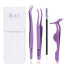 B&Q Eyelash Applicator Tool 3 PCS Lash Applicator Tool Kit Lash Tweezers for Eyelash Extensions Application Tool and Removal （Purple,3 PCS）