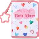 Baby's My First Family Album Soft Photo Cloth Book Pink Heart My First Book of Photos Baby Memory Album Gift Holds 4x6 Pictures for Babies Newborn Toddler & Kids Baby Shower