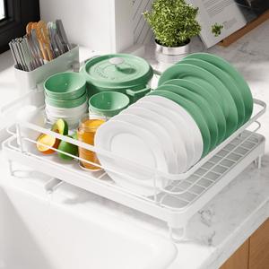 Kitsure Dish Drying Rack for Kitchen Counter, 12.7''W x 16.7''L, White, 12.7''W x 16.7''L - 1 Tier