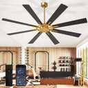 Large Ceiling Fan No Light: Modern 72 Inch 8 Blade Outdoor Ceiling Fans with Remote APP Control - Black Gold Big Fan without Light Indoor Reversible 6 Speed Quiet DC Motor