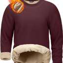 G Gradual Sherpa Lined Sweatshirts for Men Fleece Crewneck Sweatshirt Pullover Warm Shirts for Winter (Small, Wine)