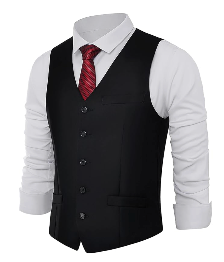 BABEYOND Men's Formal Suit Vest Slim Fit Waistcoat Business Vest for Suit Tuxedo, Medium