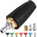 Turbo Nozzle Pressure Washer, 4000 PSI 360Rotating Power Washer Nozzles (Max 5000 PSI) with 1/4 and 3/8 Quick Connect, 7 Pressure Washer Nozzle Tips for Concrete, Brick, Driveway(4.0 GPM)