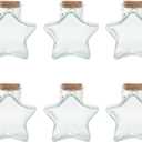 Magic Season Decorative Glass Bottles with Cork Stoppers (10 fl oz. Five-Pointed Star Bottles / 6 Pcs)