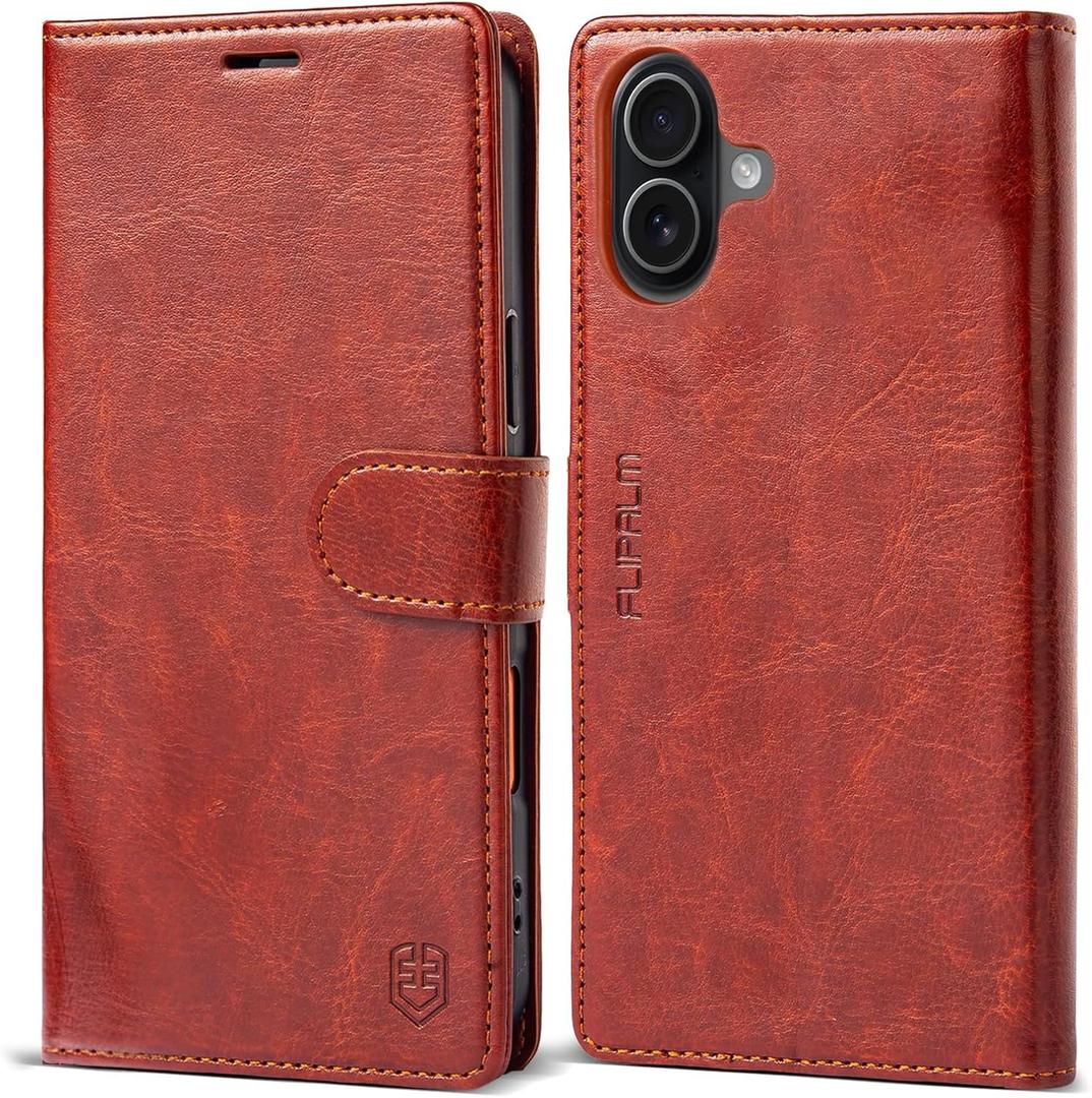 Wallet Case for iPhone 17 with Credit Card Holder,PU Leather Folio Flip Kickstand Protective Shockproof Cover for Apple 17 Phone Case (Brown, for iPhone 17-6.3'')