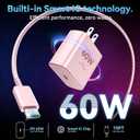60W USB C Super Fast Charger Type C Android Phone Charger Fast Charging Block with 10ft USB-C to USB-C Cord Compatible with Samsung Galaxy S26 Ultra/S26/S26+/S25/S25 Ultra/S25+/S24, MacBook, iPad,pink