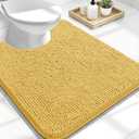 OLANLY Toilet Rugs U-Shaped 24x20, Extra Soft Absorbent Chenille Contour Bathroom Rugs for Toilet, Dry Quickly, Machine Washable, Non-Slip Bath Mat, Yellow