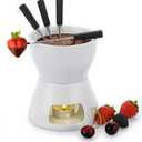 BSTKEY 400ML Ceramic Butter Warmer Set with 4 Forks, Fondue Pot Melting Pot Set, Melt Hot Pot Bowl Set For Cheese Chocolate Butter Caramel