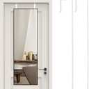 Over-The-Door Mirror Hanger 2Pcs Adjustable 14 in Mirror Door Hanger 5 Hole Over The Doors Mirrors Hooks Metal Hanging Kit for Doors (Mirrors Not Included, White)