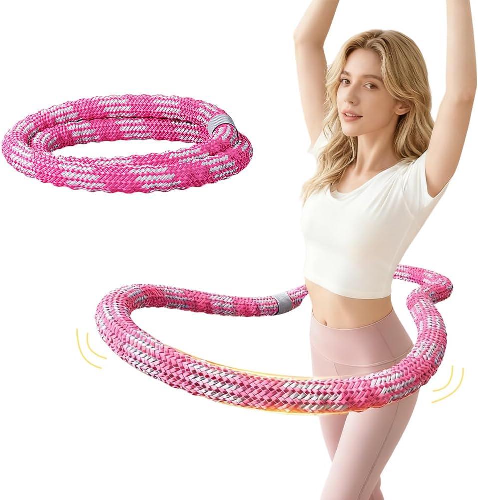 Soft Spring Hula Circles,Weighted Hula Hoops for Women,Weight Loss,3.3lb Foldable Fitness Hoop, Silent Type,Fabric, Noise-Canceling, Portable Exercise,for Women Beginners Adults Kids, Home Travel Gym, 47.62"