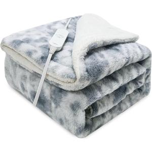 GOQO TOMO Heated Weighted Blanket, with Premium Glass Beads 60" x 80" Electric Heating Blanket 2 in1 Blanket with 12 Heating Levels for Adults Home Use Gradient Gray-H6080 (Grey)