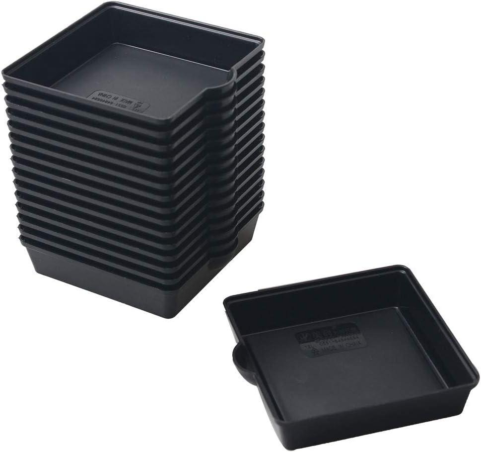 BangQiao 16 Pack 3.20 Inch Plastic Square Plant Pot Saucer Tray for Indoor and Outdoor Plants, Black