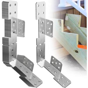 10 Pcs Adjustable Deck Stair Brackets, 18 Gauge Heavy Duty Galvanized Universal Mounting Brackets, Adjustable Stair-Stringer Connector Great for 2x10 2x12 Stair Stringer