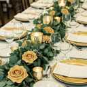N&T NIETING Artificial Rose Flowers, 25pcs Fake Flowers Fall Yellow Rose DIY for Wedding Bridesmaid Bridal Bouquets Centerpieces Party Cake Decoration Home Display, Gold Yellow
