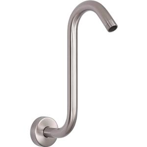 S Shaped Shower Arm, High Rise Shower Head Extension Pipe Standard 1/2" Connection with Flange, Awesome Shower Experience-Stainless Steel Bathroom Accessory(10 Inch S Shape, Brushed Nickel)