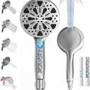 High Pressure Handheld Shower Head, 5" Large 10-Mode Filtered Showerhead with 59" Stainless Steel Hose, Hard Water Filter, Detachable Sprayer for Bathroom, Tile Cleaning & Pet Bathing(Premium Chrome)