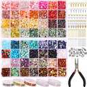 QUEFE 1800pcs 56 Colors Crystal Beads, Ring Making Kit, Gemstone Chip Beads Irregular Natural Stone with Jewelry Making Supplies for DIY Craft Bracelet Necklace Earrings, Craft Gifts