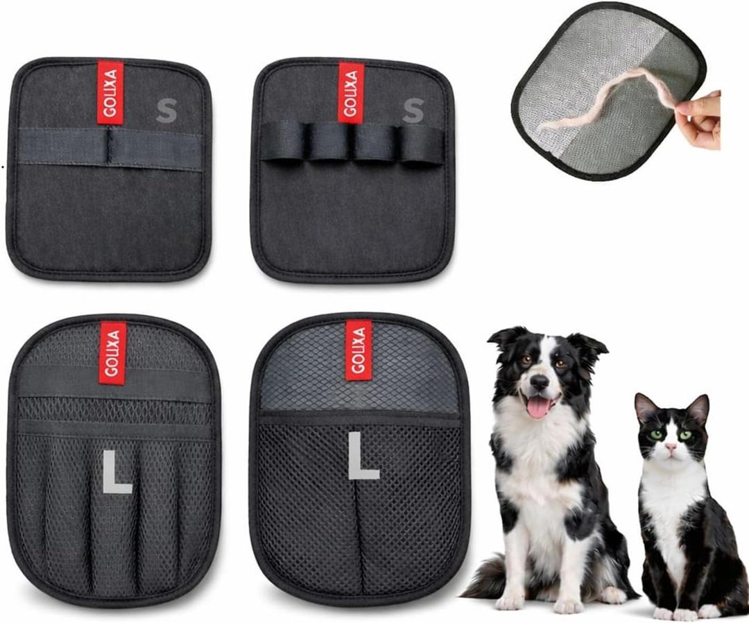 4 Pack Pet Hair Removal Glove for Dogs & Cats, 4 Designs Electrostatic Magic Brush Pet Hair Remover, Reusable Dog Hair Remover, Washable Pet Grooming Tools for Carpet, Sofa, Clothes & Car Seats