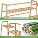 RELIANCER Bamboo Clothing Garment Rack, Free Standing Clothes Coat Hanger, Closet Organizer w/ Shoe Rack, Multi-tiered Wardrobe Storage Shelves, Clothes Hanging Racks for Hall, Living Room, Bedroom, Entryway