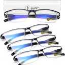 LUFF 4Pcs Anti-Blue-ray Reading Glasses Portable Ultra-Light Readers(6.0X)