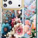 Cute Flower Case for iPhone 17 Pro 6.3 inch Built with Screen Protector, Lightweight and Stylish Full Body Shockproof Protective Rugged TPU Case for Women/Girls-Camellia