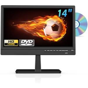 Feihe 14 Inch TV with DVD Player Built-in, HD Flat Screen Small TV DVD Player Combo w/ATSC Tuner/HDMI/USB/AV/VGA Input, Suitable for Kitchen Bedroom RV Camper