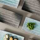 Uaral Sushi Plate Japanese Plates 8.5 inch Ceramic Sashimi Plate,4 Piece Rectangle Sushi Dishes(Light Blue)