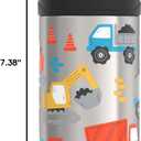 THERMOS FUNTAINER Water Bottle with Straw - 12 Ounce, Construction Site - Kids Stainless Steel Vacuum Insulated Water Bottle with Lid
