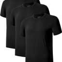 COLORFULLEAF Men's Crew Neck Undershirts Bamboo Short Sleeve Tees Slim-fit T-Shirts (Black, XL)