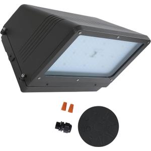 Full Cutoff LED Wall Pack Light with Photocell Sensor, 120W-50W Adjustable Wattage & 3000K-5000K Tunable Color Temperature, Outdoor Security Lighting for Parking Lots, Warehouses, Commercial Buildings