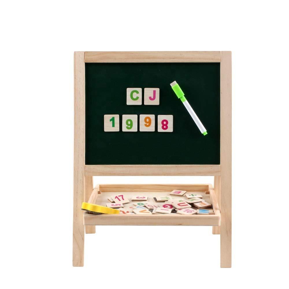 Double Sided Small Drawing Board, Chalkboard Adjustable Standing Easel Holder for Kids